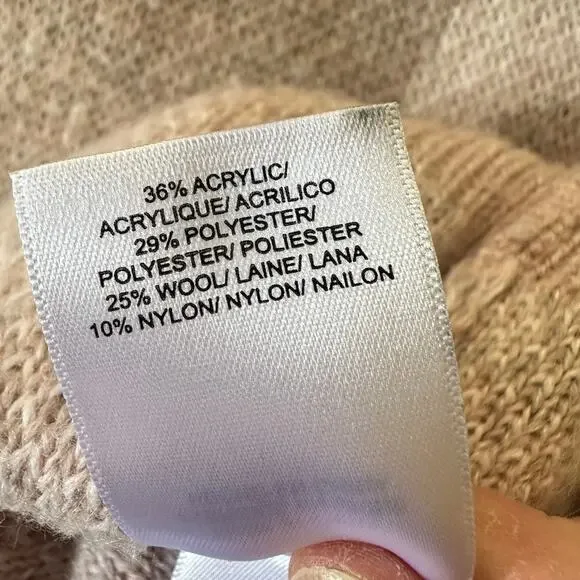 LUCKY BRAND Camo Wool Blend Pullover Sweater Crew Neck Size SMALL Light Pink - Picture 10 of 11